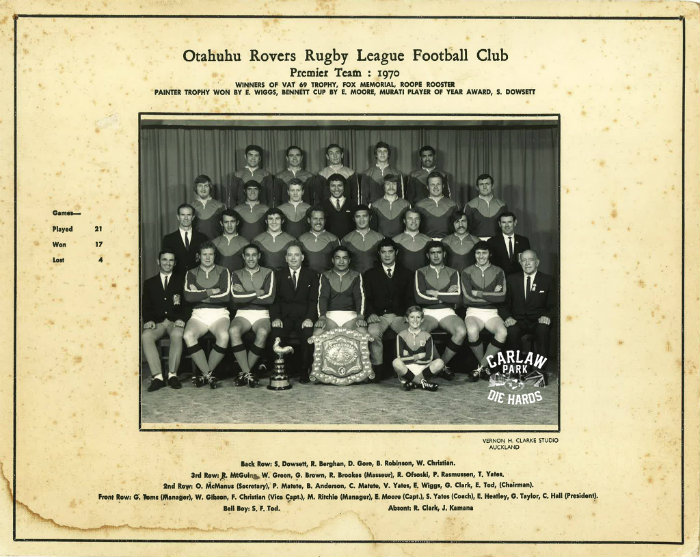 Otahuhu Rovers Rugby League Premier Team 1970